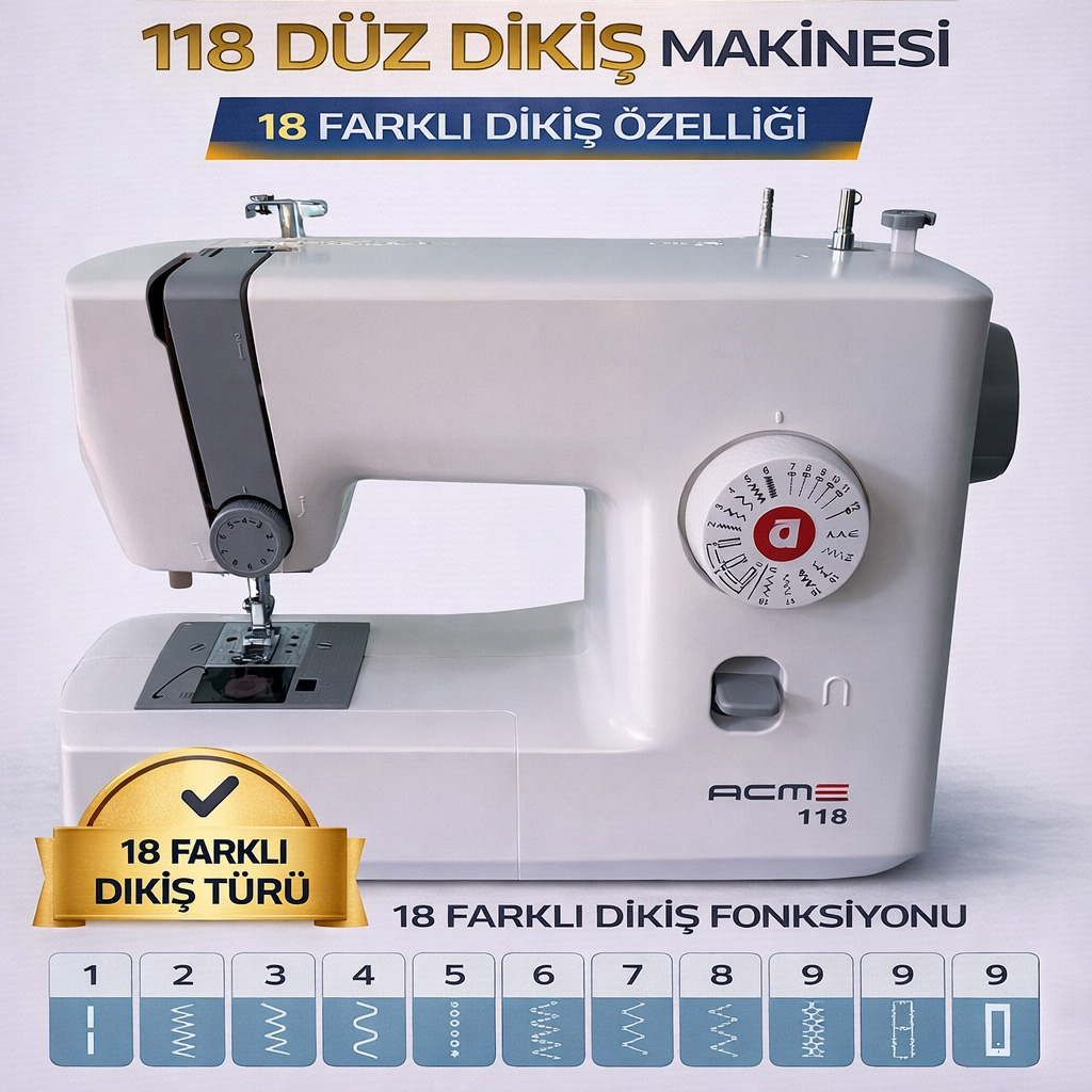 118 D�z Diki� Makinesi 18 Farkl� Diki�