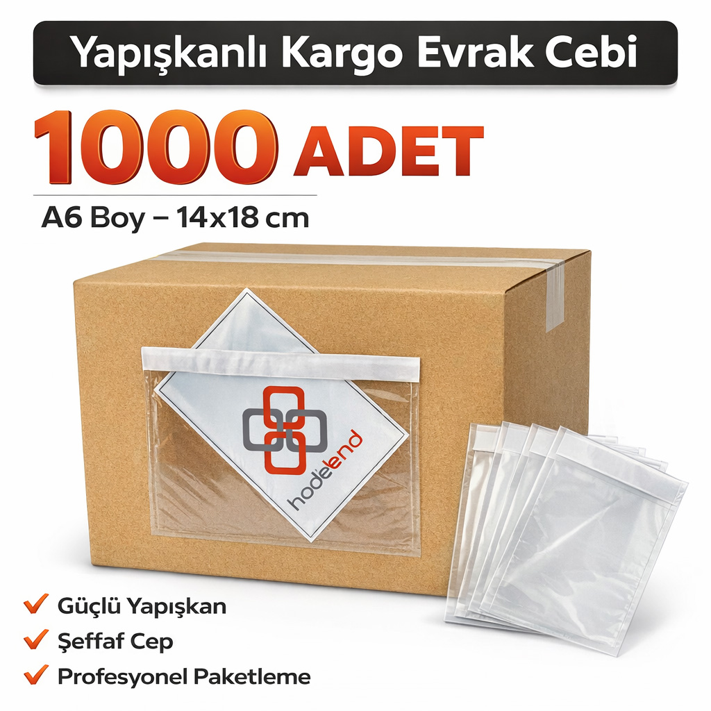 1000 Adet A6 Boy 14x18 cm Yap��kanl� Kargo Fatura Evrak Cebi
