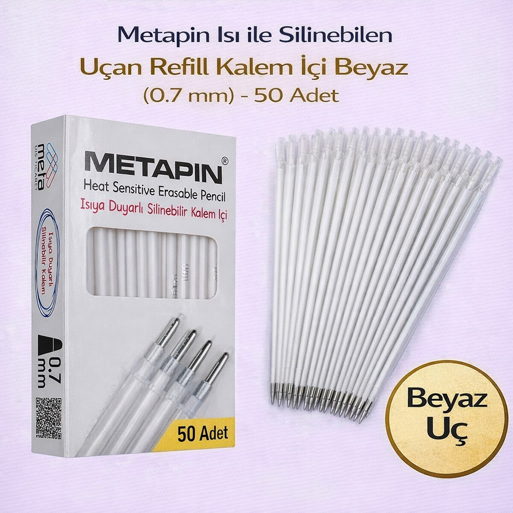 Metapin Is� ile Silinebilen U�an Refill Kalem ��i Beyaz (0.7 mm)