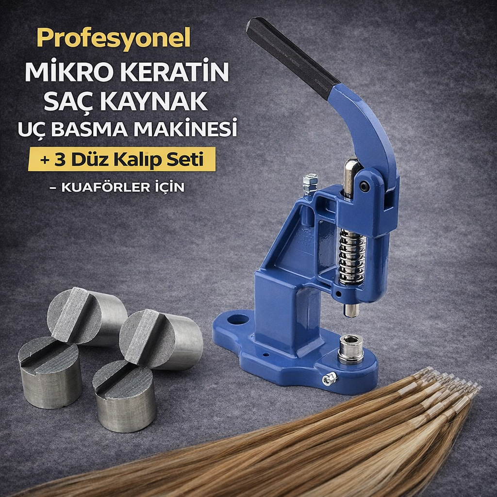 Profesyonel Mikro Keratin Saç Kaynak Uç Basma Makinesi + 3 Düz Kalıp Seti