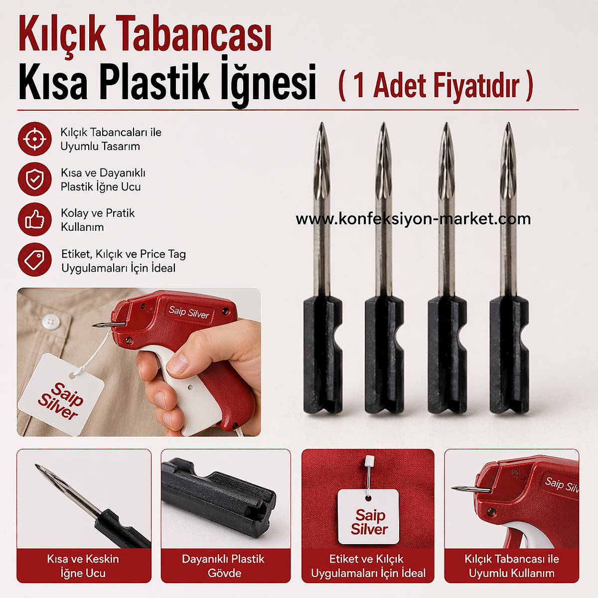 Kılçık Tabancası Kısa Plastik İğnesi ( 1 Adet Fiyatıdır )