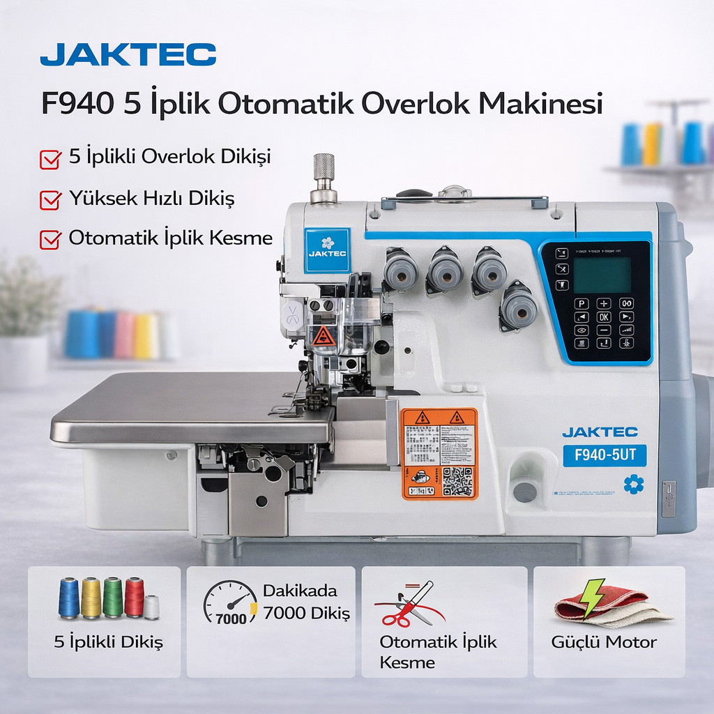 Jaktec F940 5 İplik Otomatik Overlok Makinesi