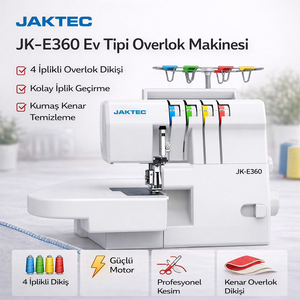 Jaktec JK - E360 Ev Tipi Overlok Makinesi