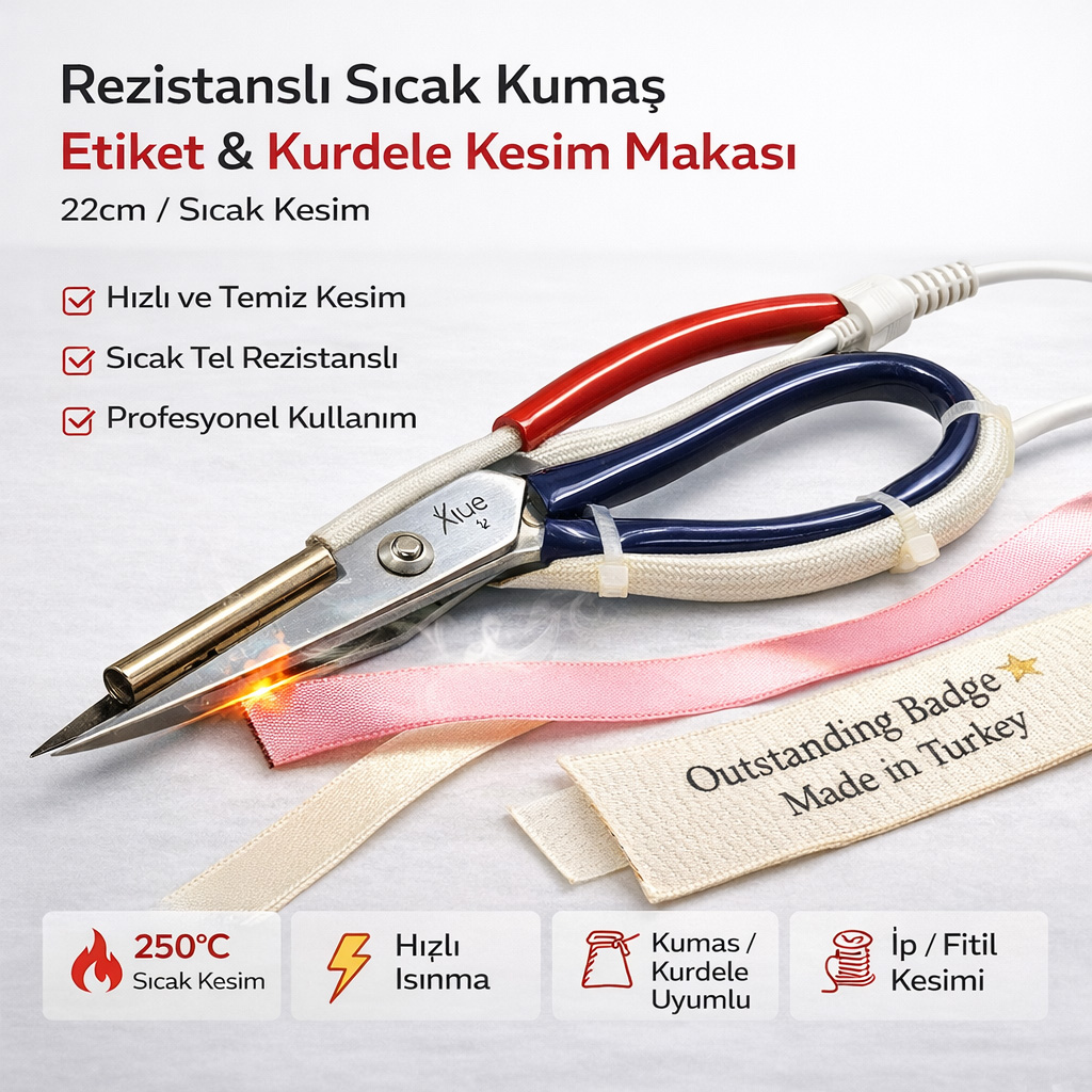 Rezistansl� S�cak Kuma� Etiket Kurdele Kesim Makas�