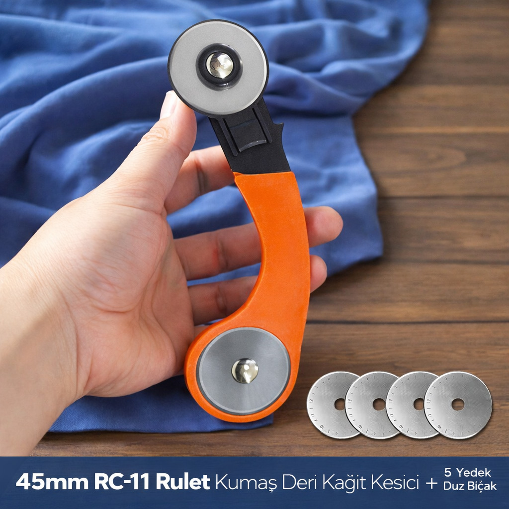 45mm RC-11 Rulet Kuma� Deri Ka��t Kesici + 5 Yedek D�z B��ak