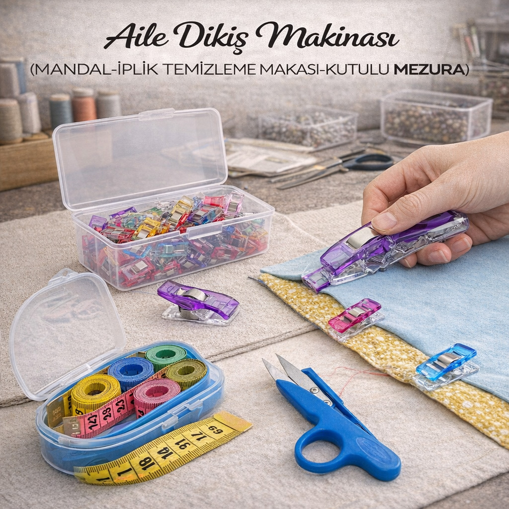 Aile Diki� Makinas� ( MANDAL-�PL�K TEM�ZLEME MAKASI-KUTULU MEZURA)