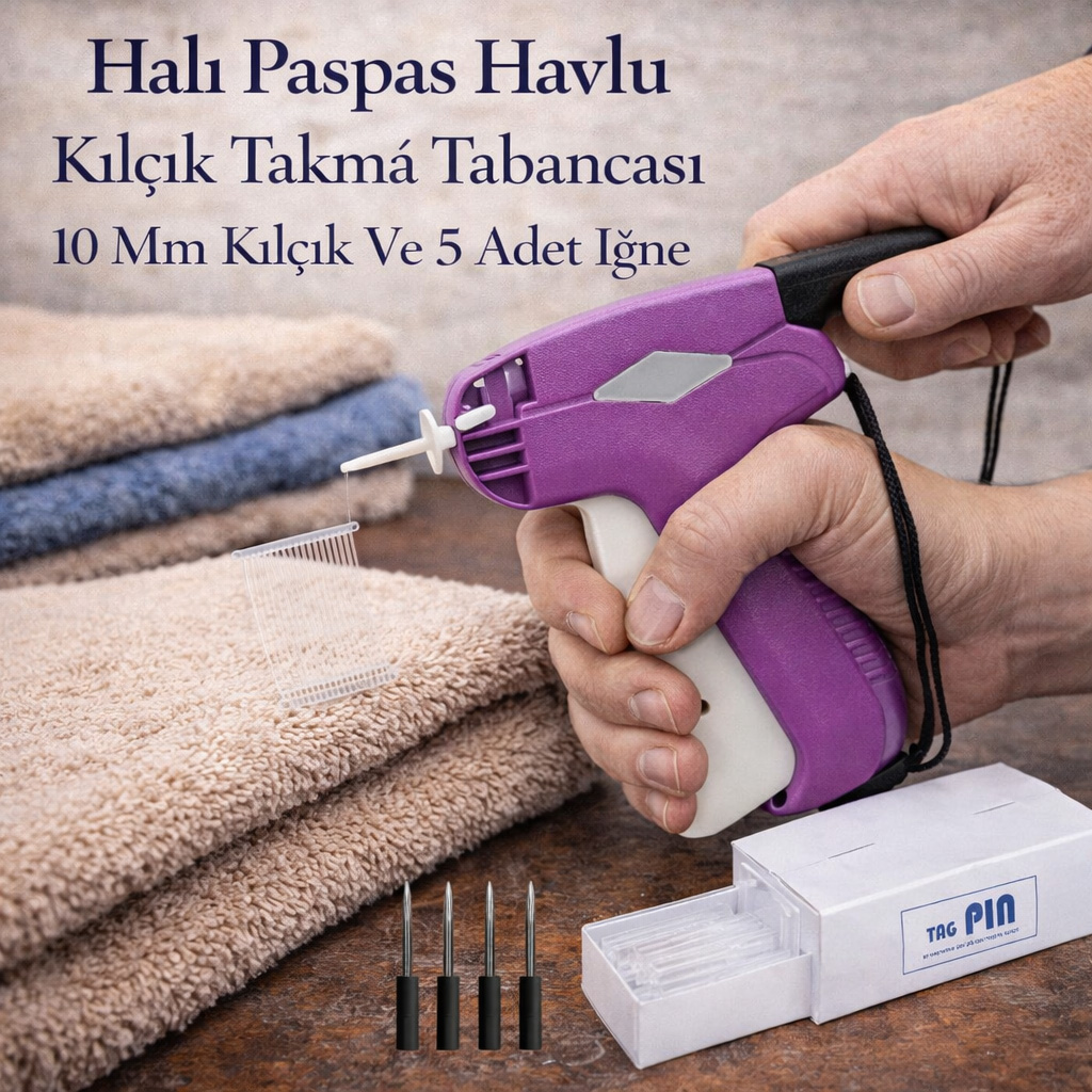 Hal� Paspas Havlu K�l��k Takma Tabancas� 10 Mm K�l��k Ve 5 Adet I�ne