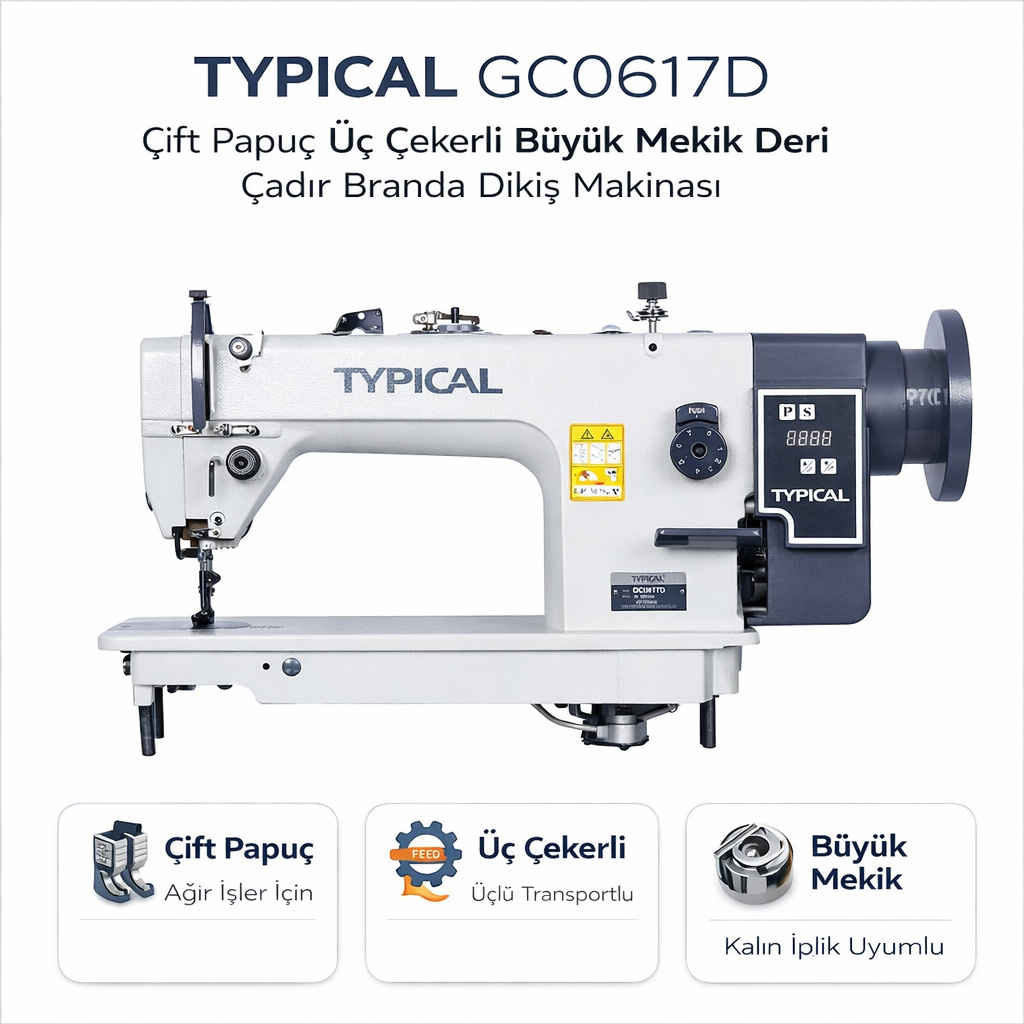 Typical GC0617D �ift Papu� �� �ekerli B�y�k Mekik Deri �ad�r Branda Diki� Makinas�