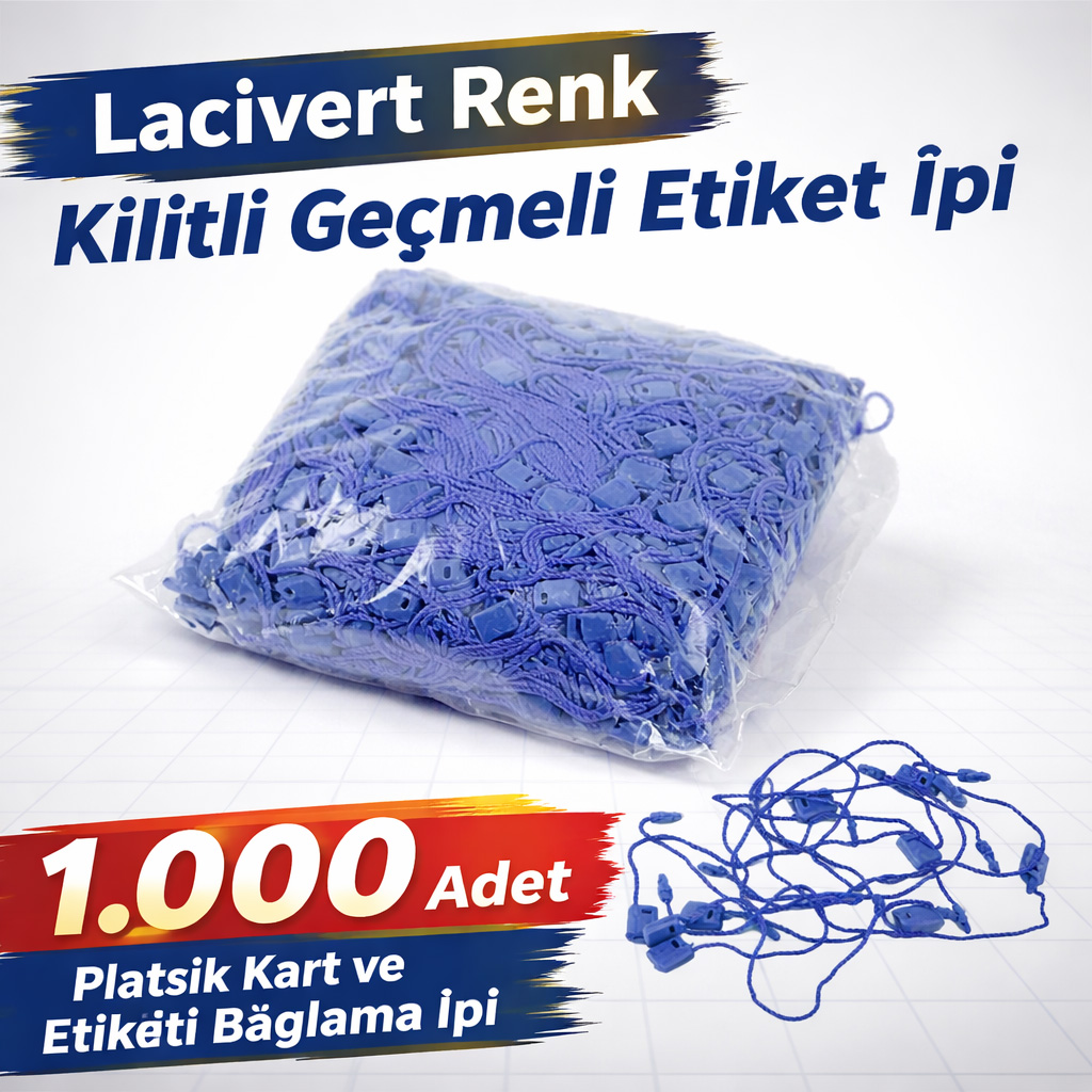 Lacivert Renk Kilitli Ge�meli Etiket �pi 1.000 Adet 
