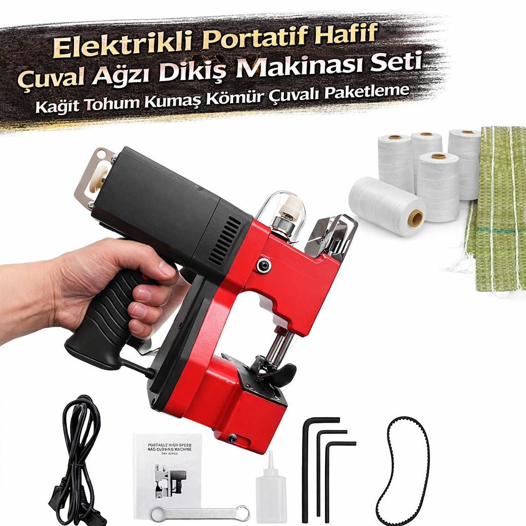 Elektrikli Portatif Hafif Çuval Ağzı Dikiş Makinası Seti