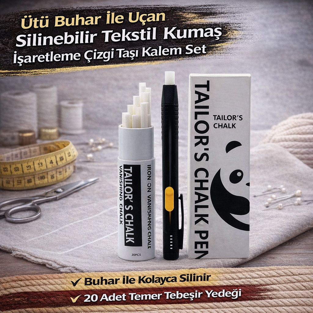 �t� Buhar �le U�an Silinebilir Tekstil Kuma� ��aretleme �izgi Ta�� Kalem Set