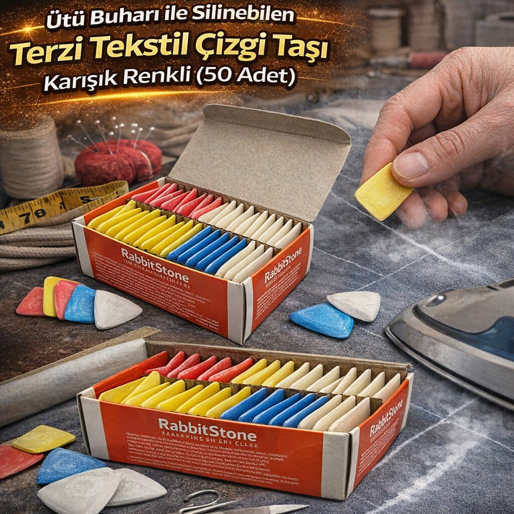 �t� Buhar� ile Silinebilen Terzi Tekstil �izgi Ta�� � Kar���k Renkli (50 Adet)
