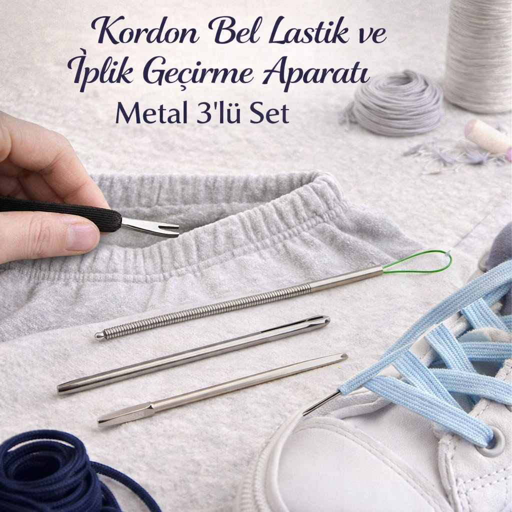 Kordon Bel Lastik ve �plik Ge�irme Aparat� Metal 3l� Set