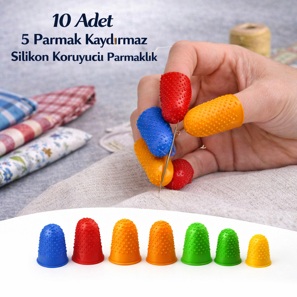 10 Adet 5 Parmak Kayd�rmaz Silikon Koruyucu Parmakl�k