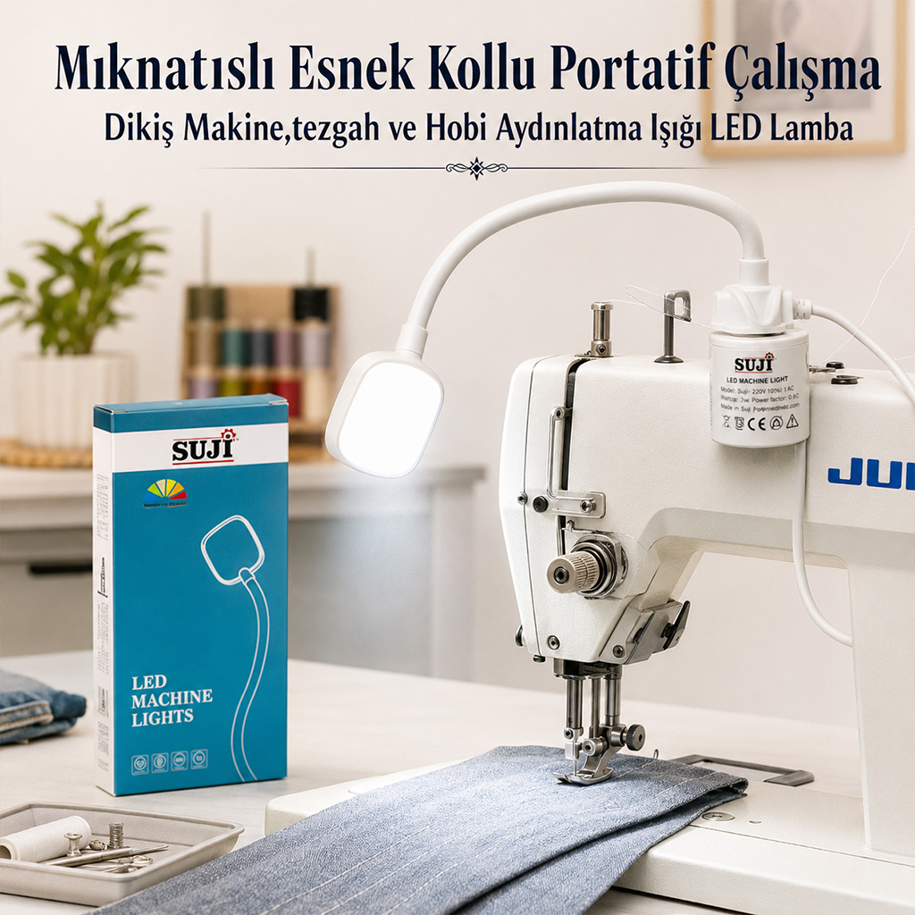 Mıknatıslı Esnek Kollu Portatif Çalışma Dikiş Makine,tezgah ve Hobi Aydınlatma Işığı LED Lamba