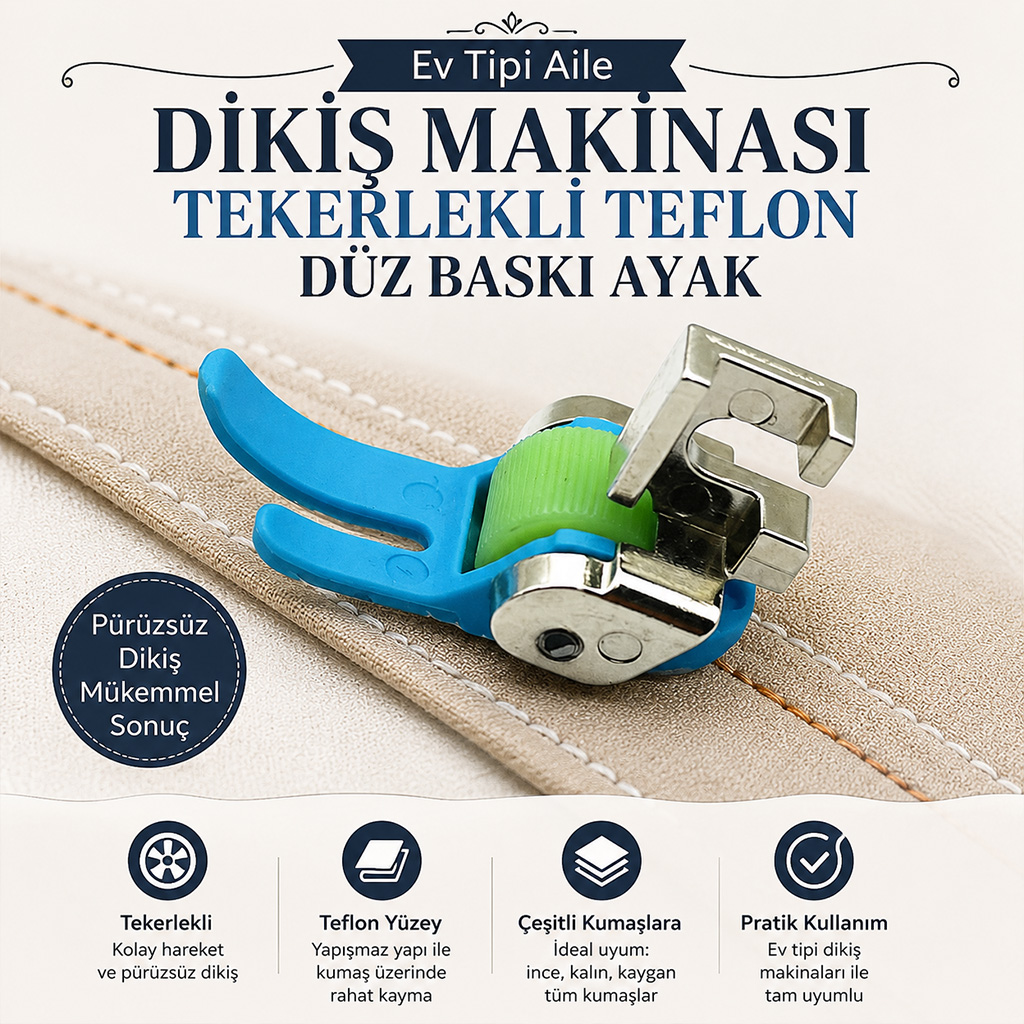 Ev Tipi Aile Diki� Makinas Tekerlekli Teflon D�z Bask� Ayak