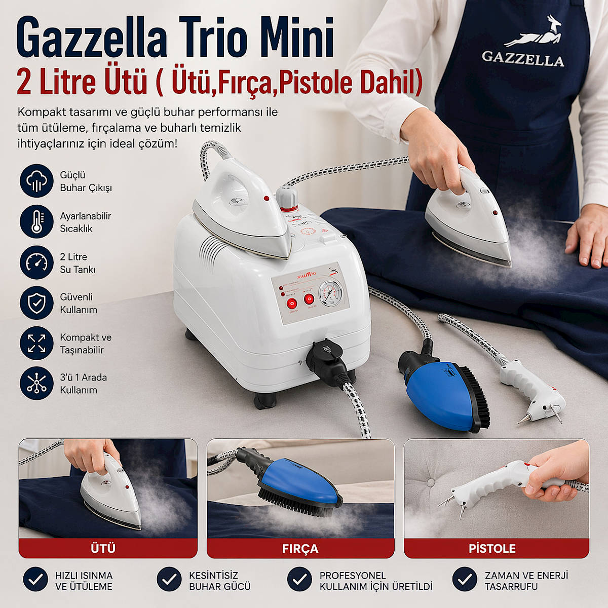 Gazzella Trio Mini 2 Litre �t� ( �t�,F�r�a,Pistole Dahil)