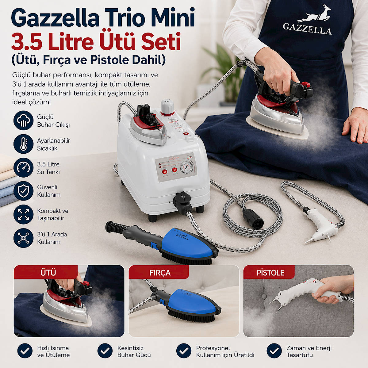 Gazzella Trio Mini 3.5 Litre �t� Seti (�t�, F�r�a ve Pistole Dahil)