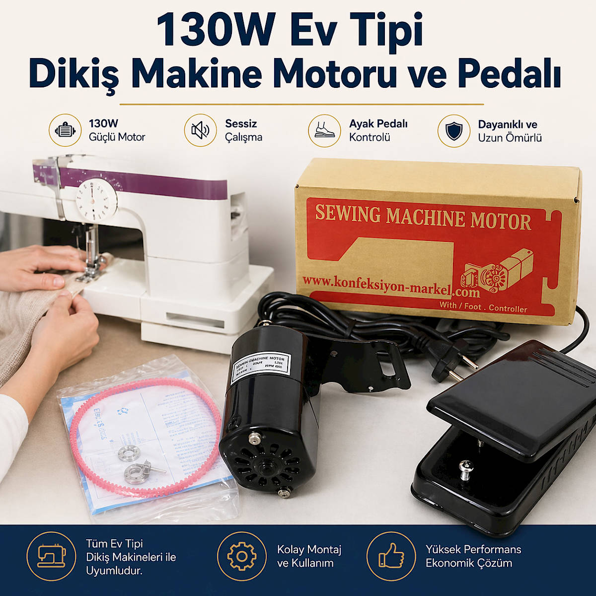 130W Ev Tipi Diki� Makine Motoru ve Pedal�