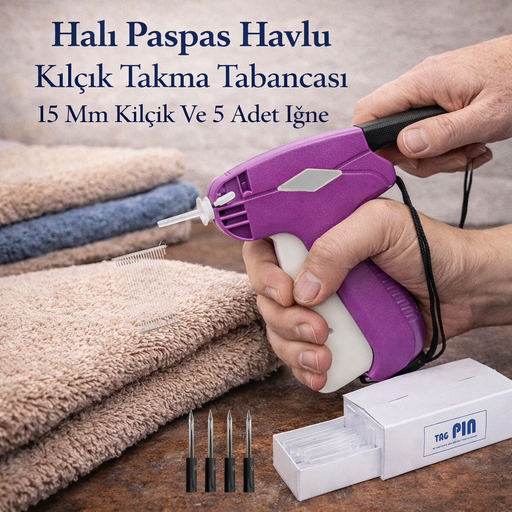 Hal� Paspas Havlu K�l��k Takma Tabancas� 15 Mm K�l��k Ve 5 Adet I�ne