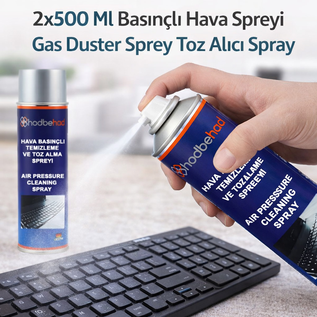 2x500 Ml Bas�n�l� Hava Spreyi Gas Duster Sprey Toz Al�c� Spray
