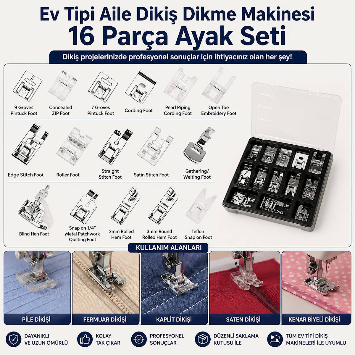 Ev Tipi Aile Diki� Dikme Makinesi 16 Par�a Ayak Seti