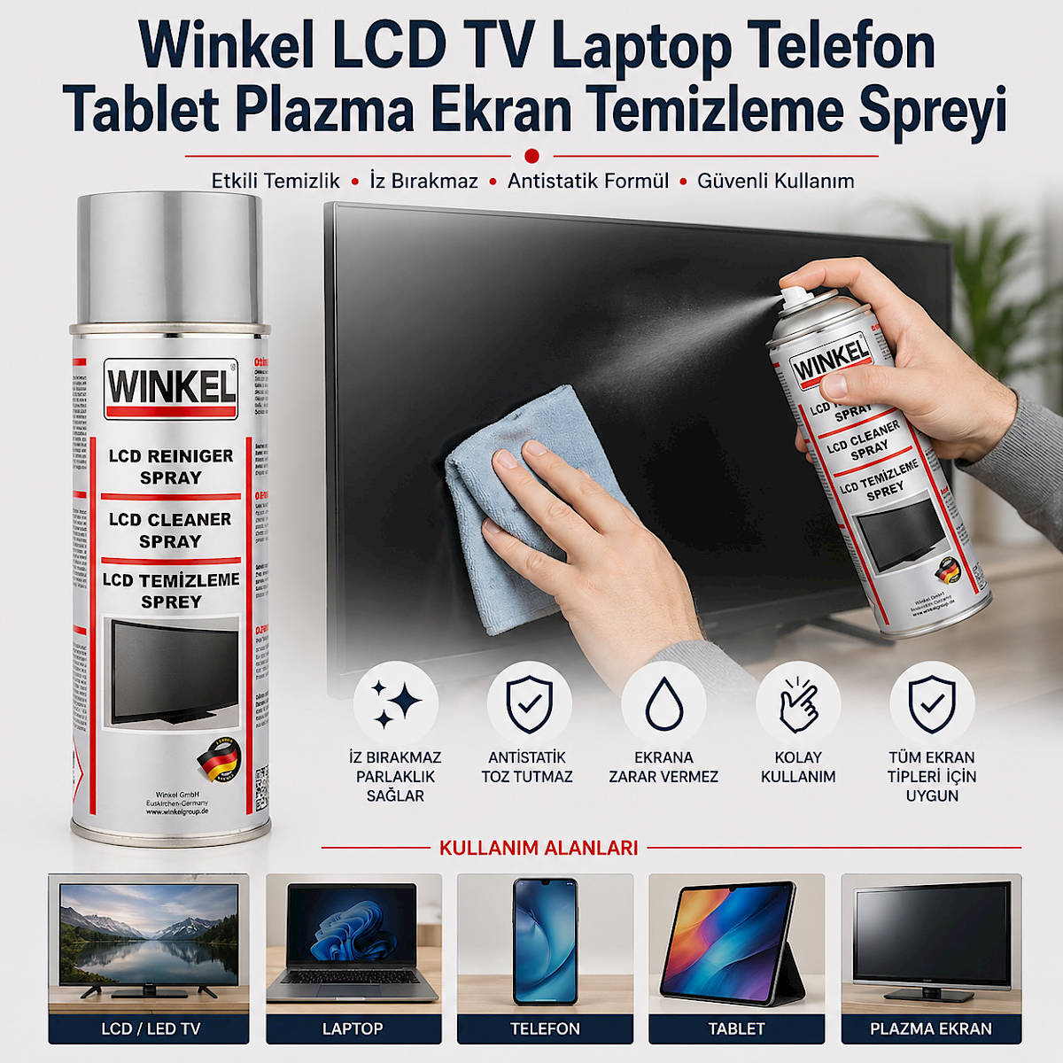 Winkel LCD TV Laptop Telefon Tablet Plazma Ekran Temizleme Spreyi