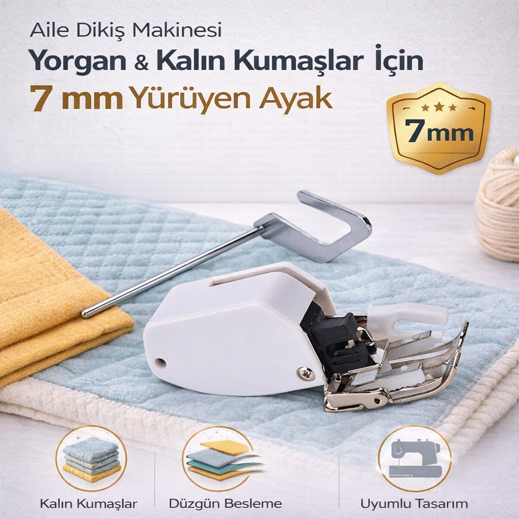 Aile Diki� Makinesi Yorgan Kal�n Kuma�lar ��in 7 mm Y�r�yen Ayak