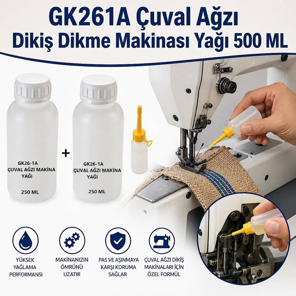 GK261A Çuval Ağzı Dikiş Dikme Makinası Yağı 500 ML