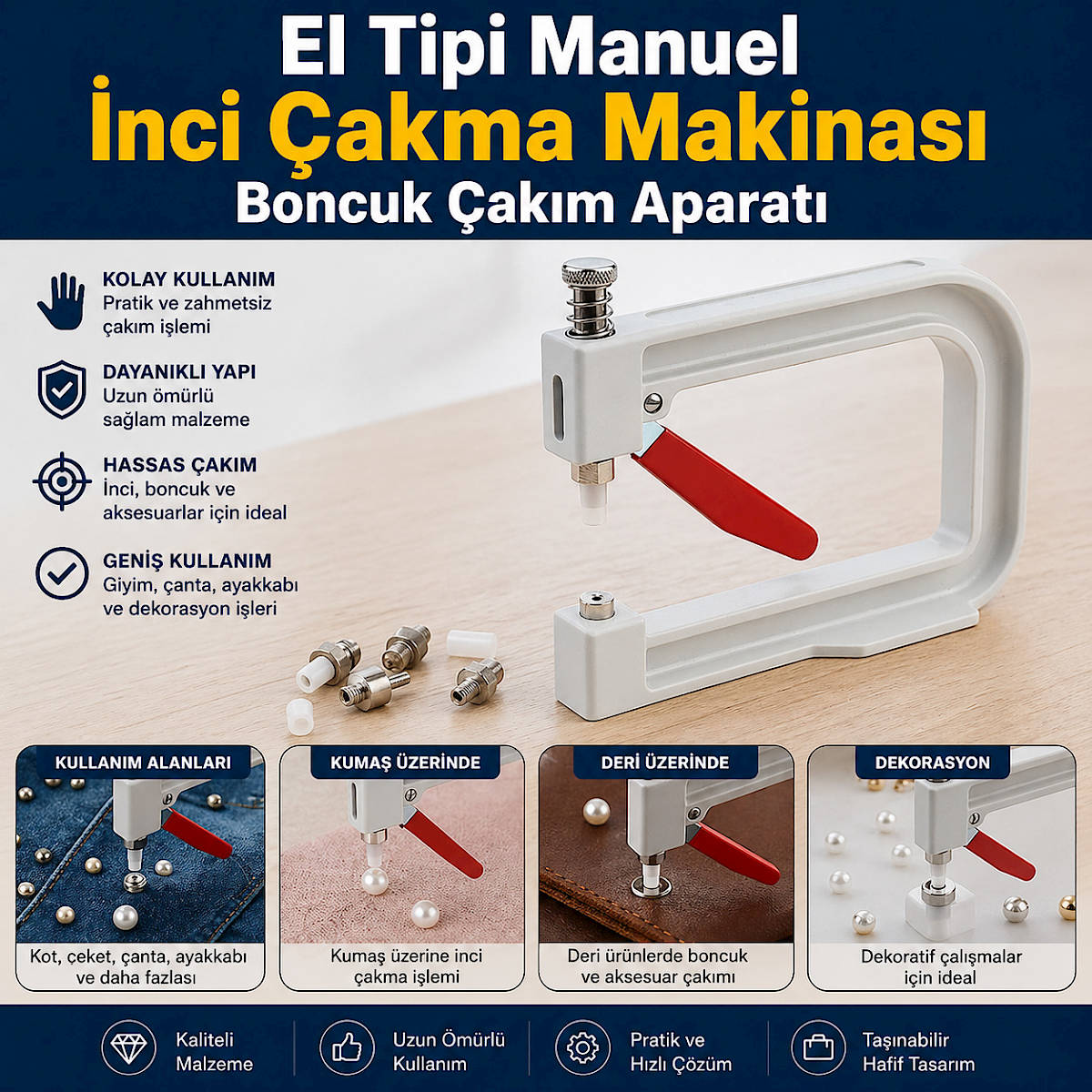 El Tipi Manuel İnci Çakma Makinası Boncuk Çakım Aparatı