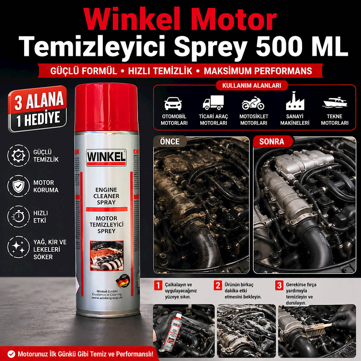 Winkel Motor Temizleyici Sprey 500 ML