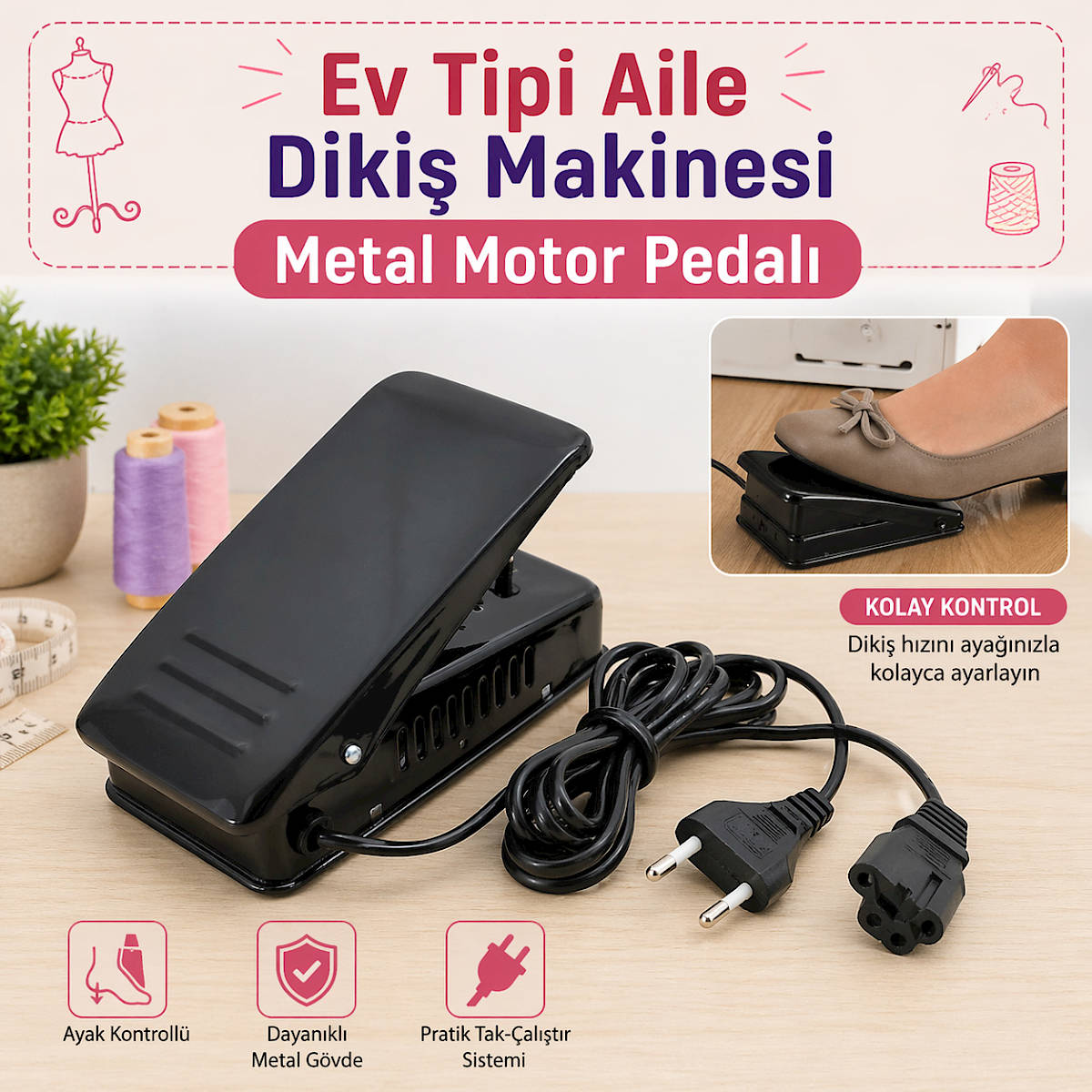 Ev Tipi Aile Diki� Makinesi Metal Motor Pedal�