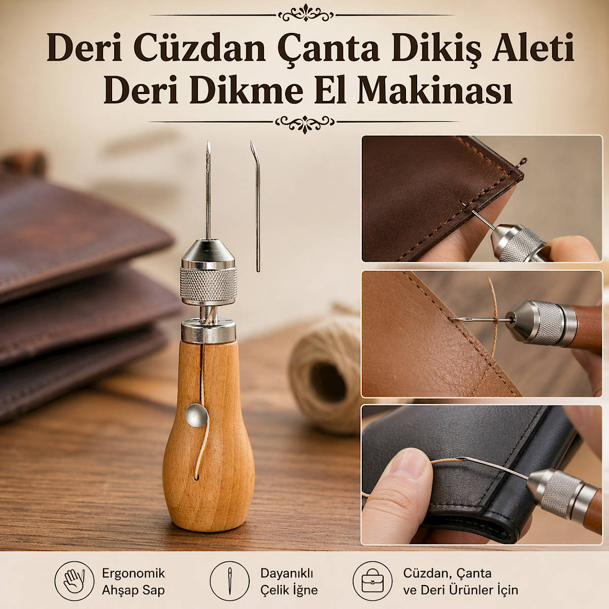 Deri C�zdan �anta Diki� Aleti Deri Dikme El Makinas� 