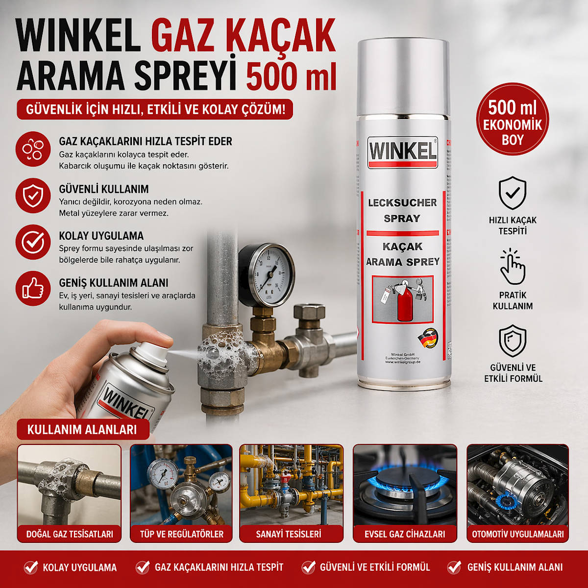 Winkel Gaz Ka�ak Arama Spreyi 500 ml