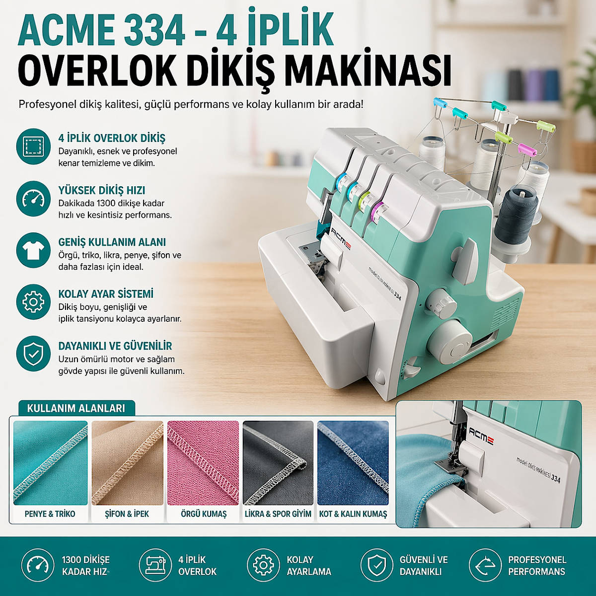 Acme 334 - 4 �plik Overlok Diki� Makinas�