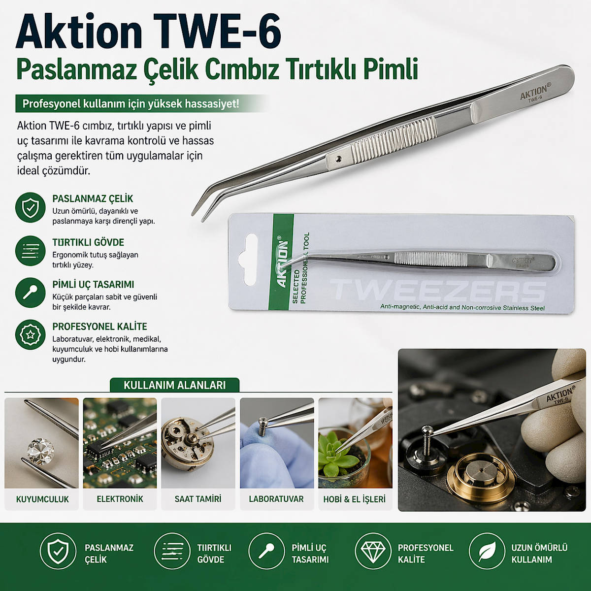 Aktion TWE-6 Paslanmaz �elik C�mb�z T�rt�kl� Pimli