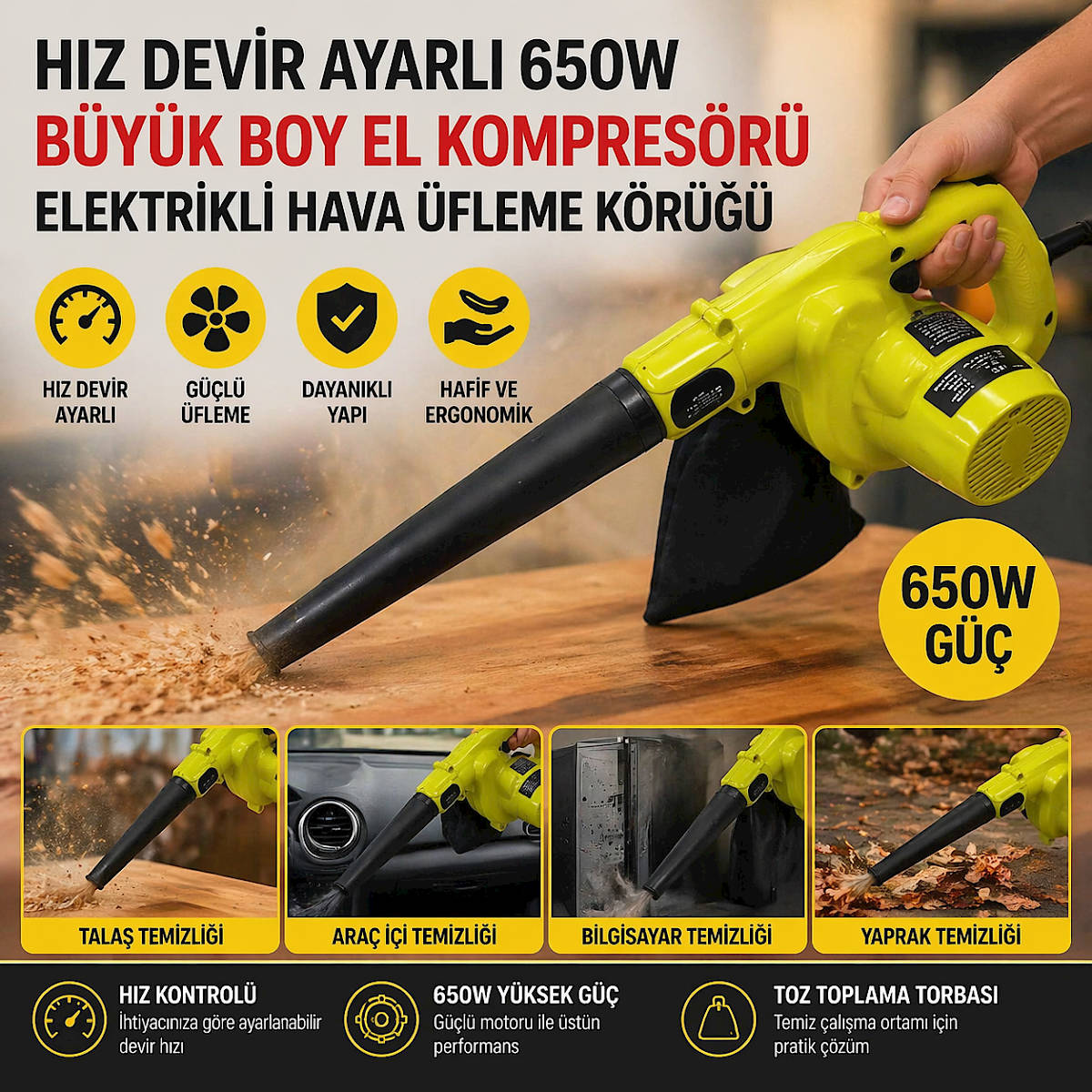 650w h�z ayarl� hava k�r���