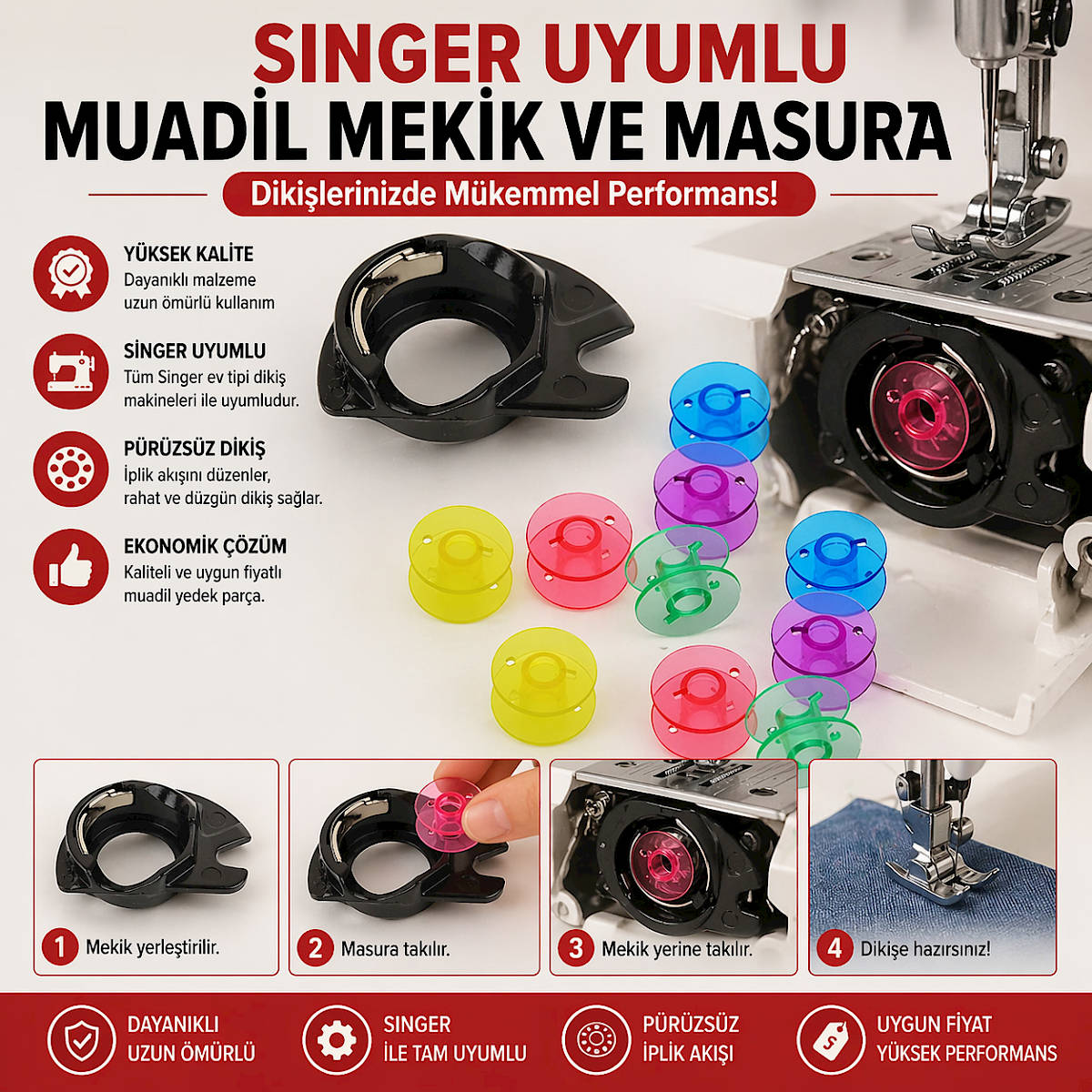 Singer Uyumlu Muadil Mekik ve Masura