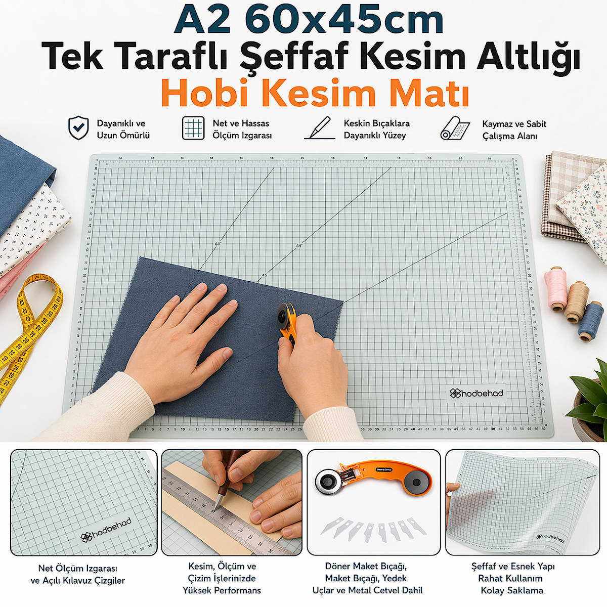 A2 60x45cm Tek Tarafl� �effaf Kesim Altl��� Hobi Kesim Mat�