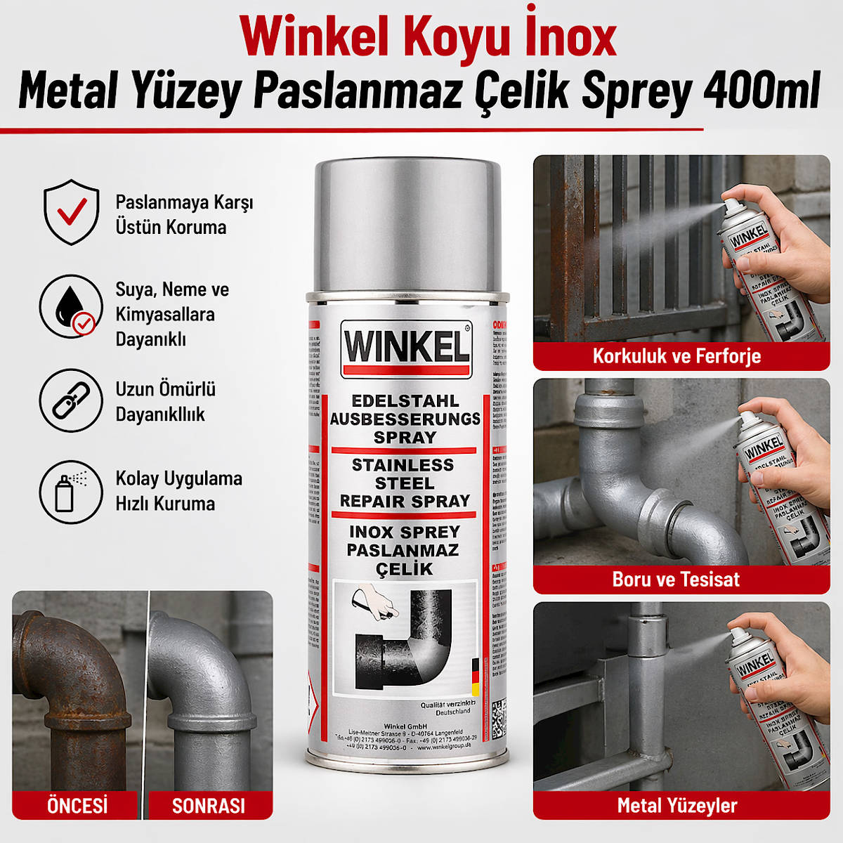 Winkel Koyu �nox Metal Y�zey Paslanmaz �elik Sprey 400ml