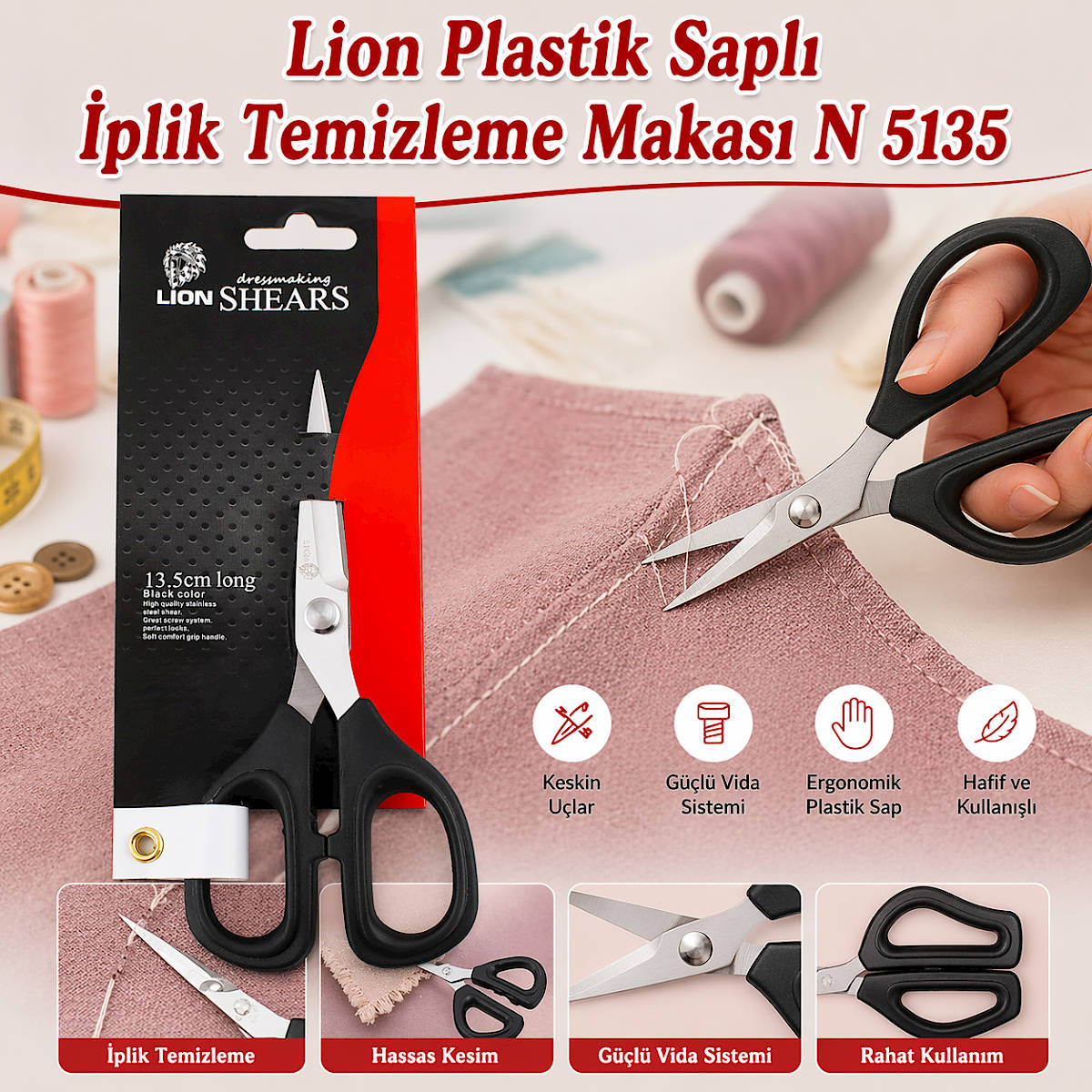 Lion Plastik Sapl� �plik Temizleme Makas� N 5135