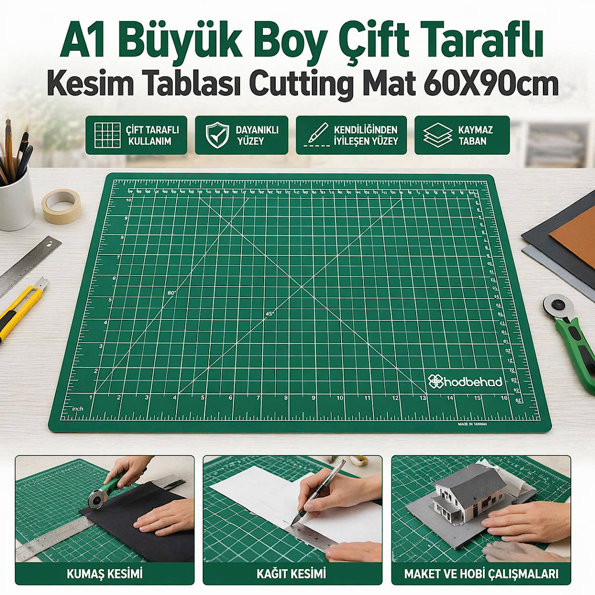 A1 B�y�k Boy �ift Tarafl� Kesim Tablas� Cutting Mat 60X90cm