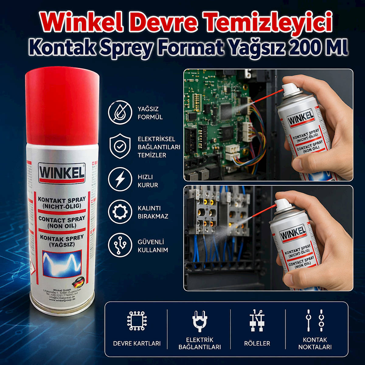Winkel Devre Temizleyici Kontak Sprey Format Ya�s�z 200 Ml
