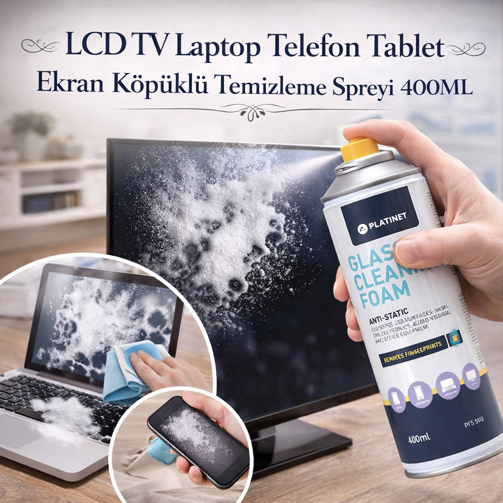 Platinet LCD TV Laptop Bilgisayar Telefon Tablet Plazma Ekran K�p�kl� Temizleme Spreyi 400 ML