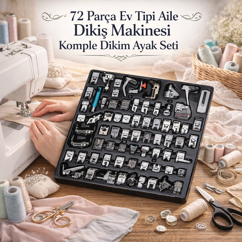 72 Par�a Ev Tipi Aile Diki� Makinesi Komple Dikim Ayak Seti