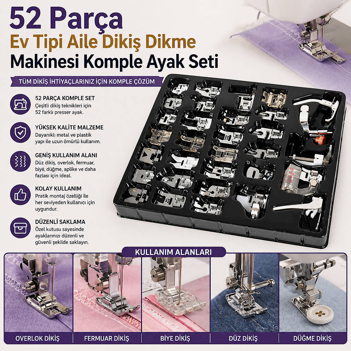 52 Par�a Ev Tipi Aile Diki� Dikme Makinesi Komple Ayak Seti