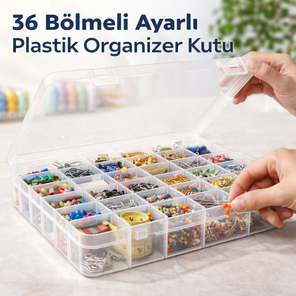 36 B�lmeli Ayarl� Plastik Organizer Kutu