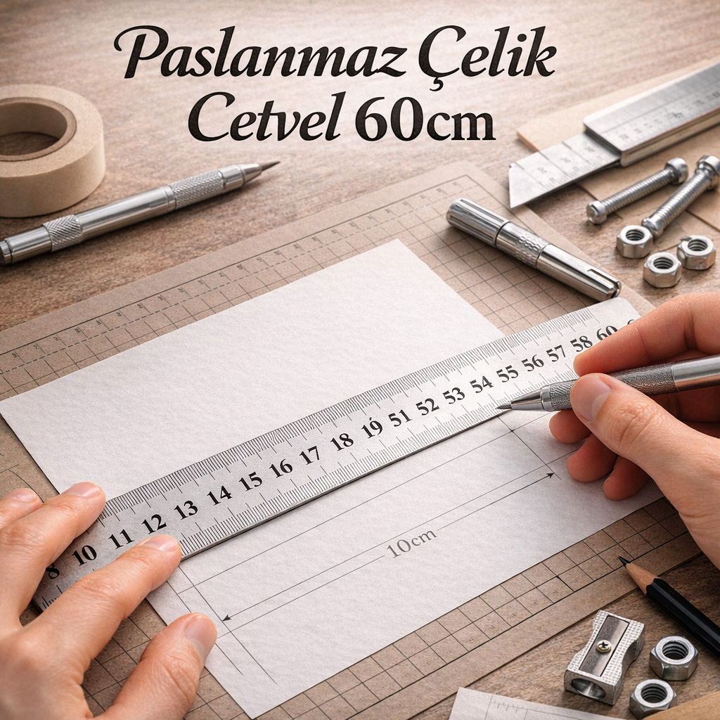 Paslanmaz �elik Cetvel 60cm