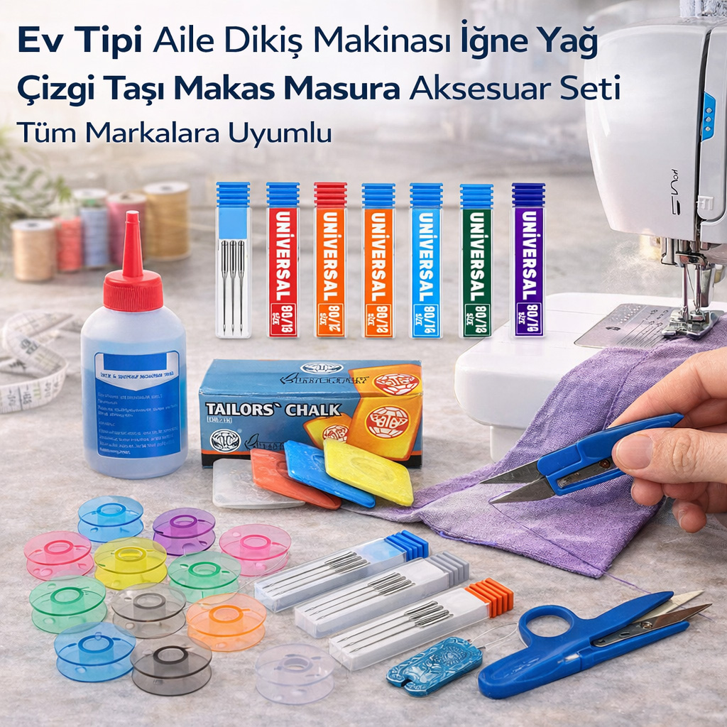 Ev Tipi Aile Diki� Makinas� ��ne Ya� �izgi Ta�� Makas Masura Aksesuar Seti T�m Markalara Uyumlu