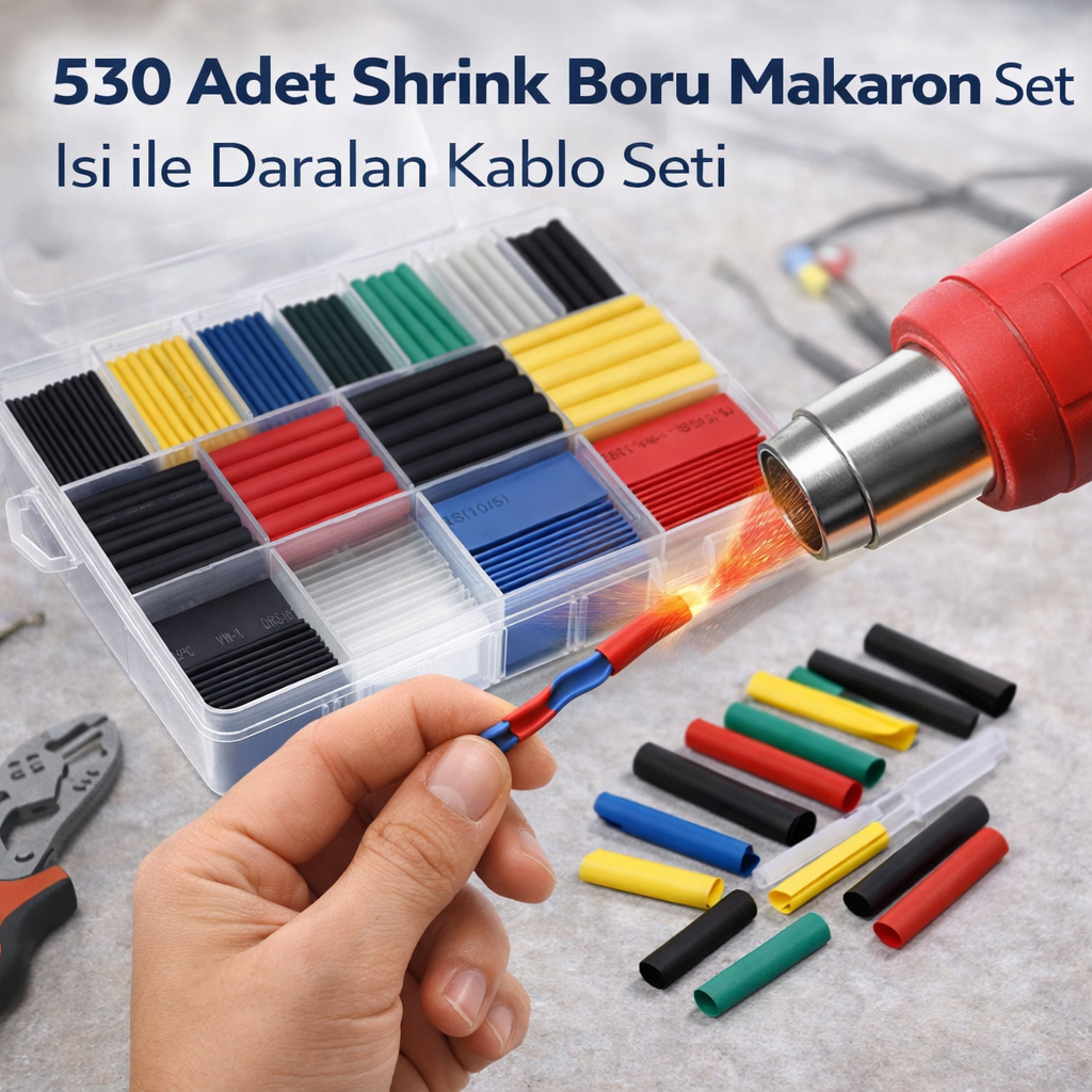 580 Adet Shrink Boru Makaron Set Is� Ile Daralan Kablo Seti